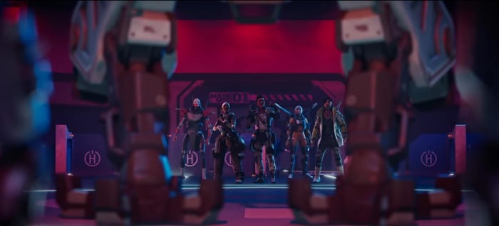 Some of the Apex Legends stand against a Titan in 'Kill Code: Part 3'.